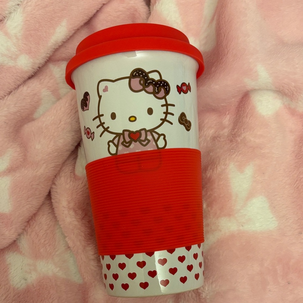 Hello Kitty Red and White Heart Travel Mug